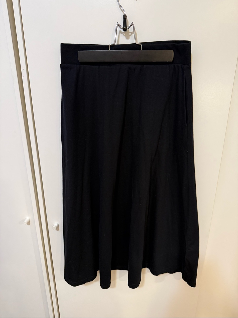 Pact Black Organic Cotton Midi A-Line Skirt